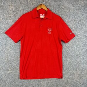 Texas Tech Polo Shirt Mens Medium Under Armour Performance NCAA College Golf Red